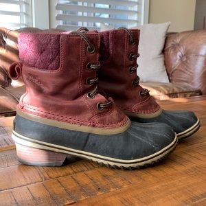 Sorel Slimpack II Lace Winter Boots Burgundy